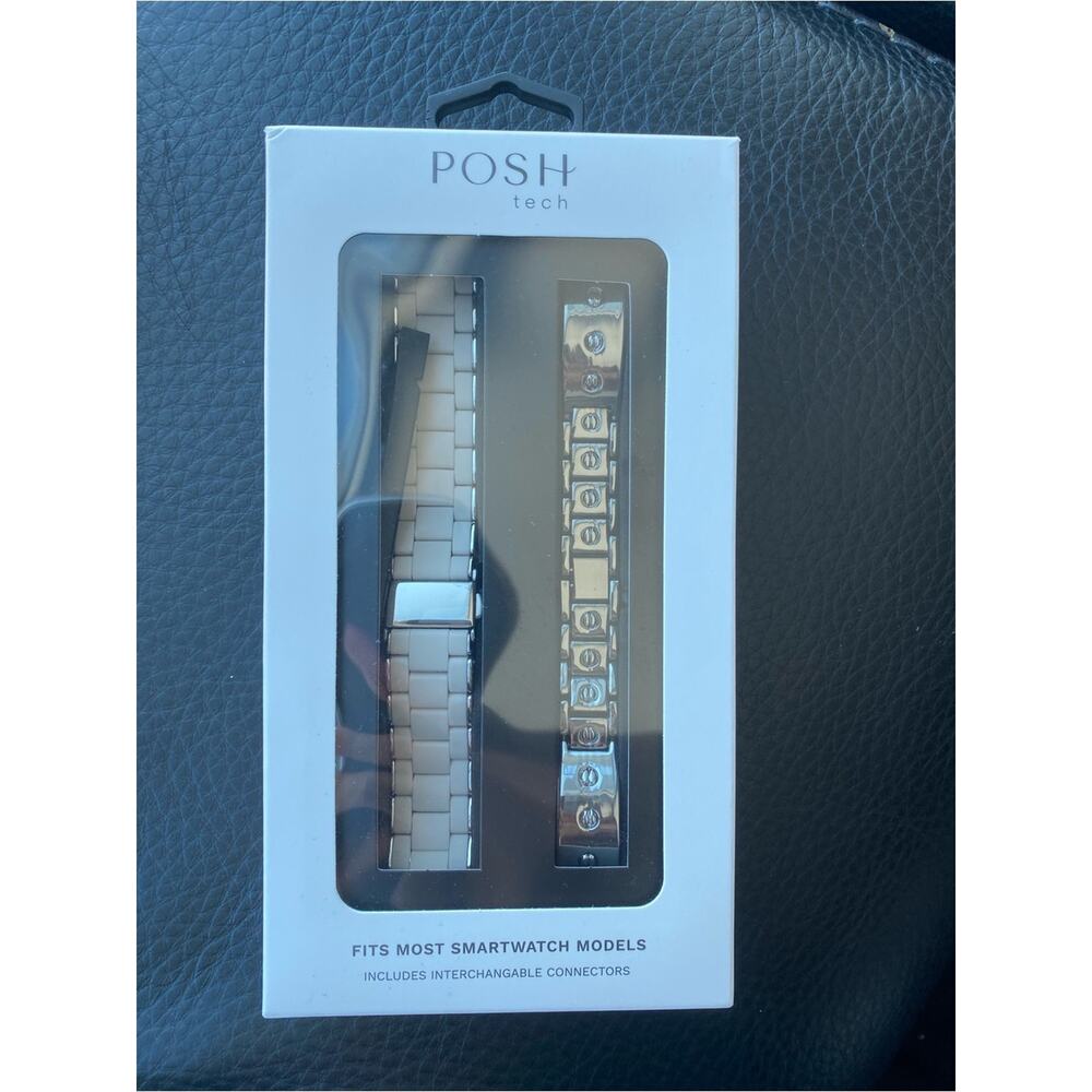 Posh Tech White and Gold Watch Band Duo